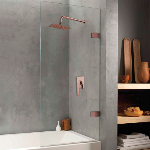 Griferia De Ducha De Embutir Linea Modena Aqualia Rose Gold Sin Transferencia, Incluye Brazo Y Roseta 000