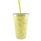 Vaso con Sorbito Diseño Confetti Amarillo