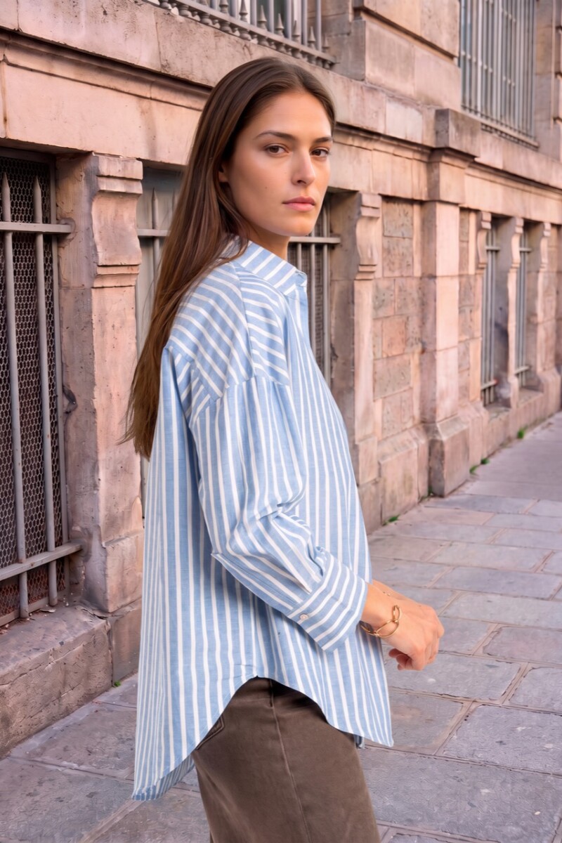 Camisa Rayada Azul