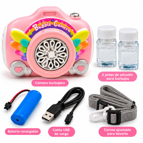 Burbujero con forma de cámara y correa para niños Rosado