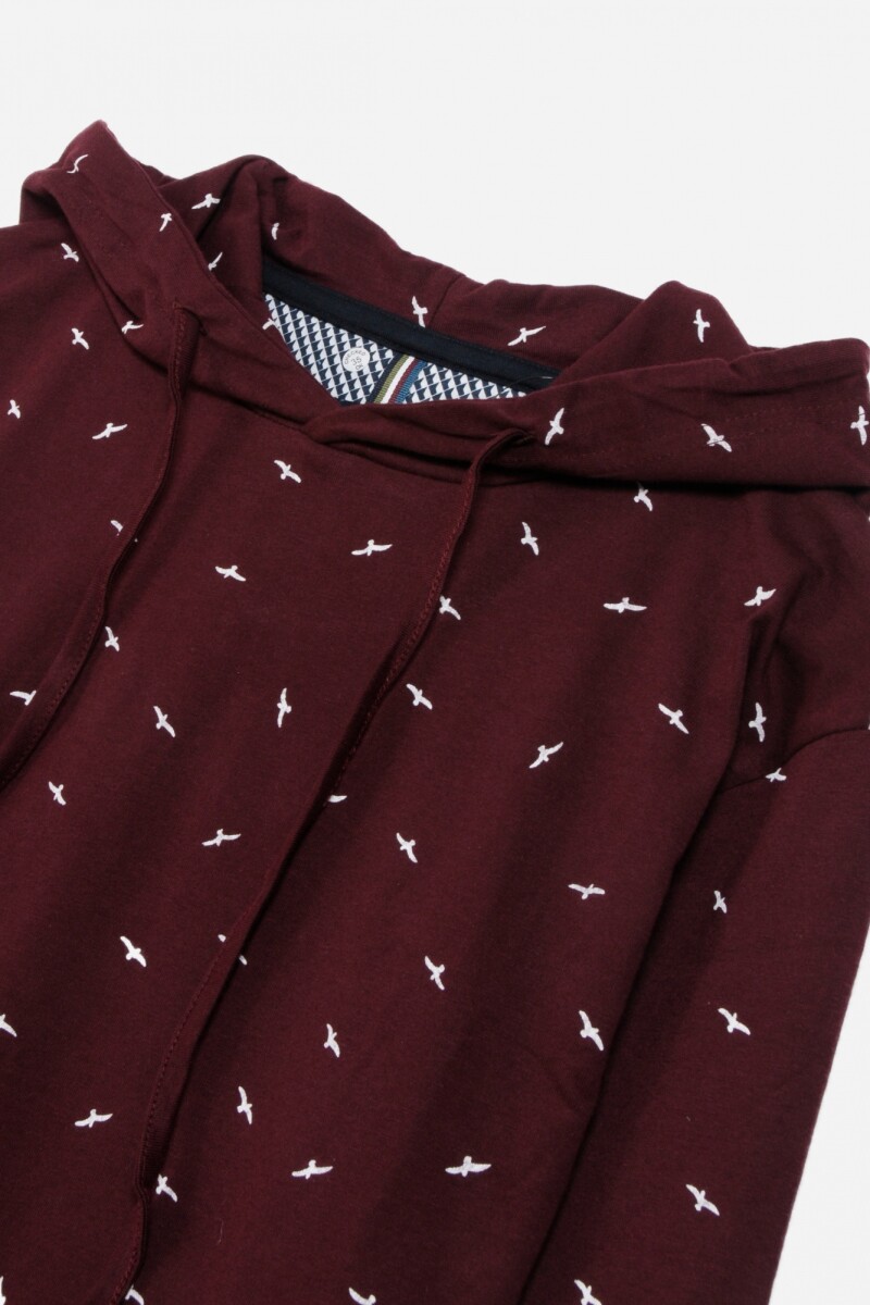 Remera estampada con capucha - Hombre MARRON