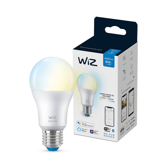 Lámpara bulbo LED WIZ blanca con wifi 9W, Pase E27 L27402