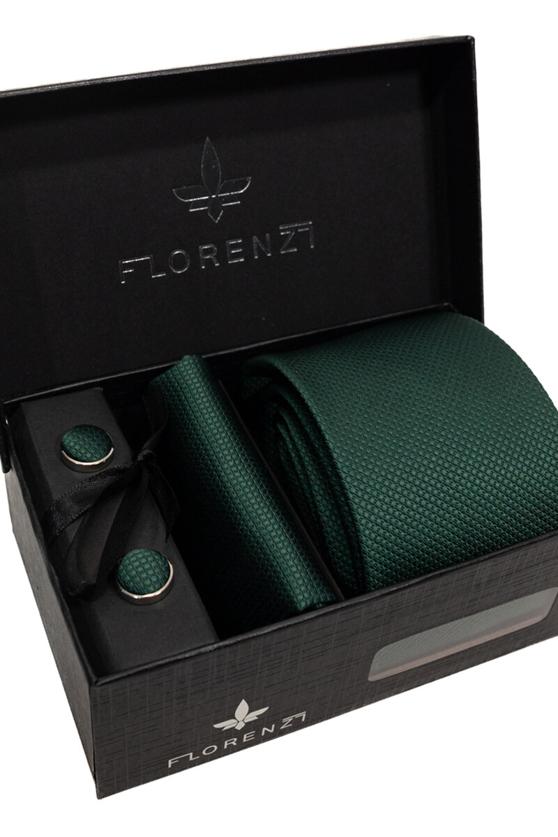 Set Corbata, pañuelo y gemelos VERDE