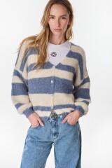 Cardigan Clover Crudo/Azul
