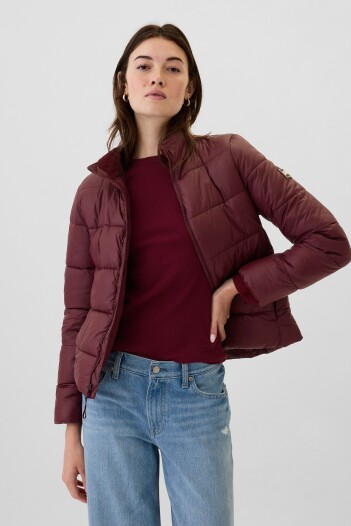 Campera Puffer Logo Gap Mujer Pinot Noir 796