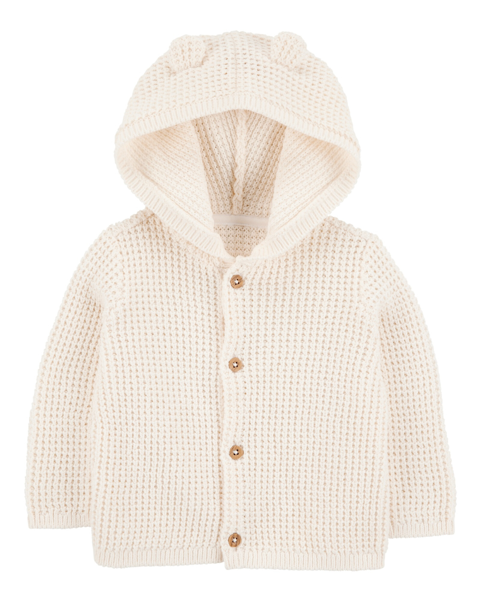 Saco de punto con capucha, diseño oso Sin color