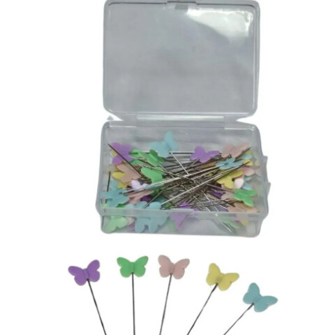 Caja Con Alfileres Patchwork Cabeza Fantasía Mariposa X 50 Unidades Caja Con Alfileres Patchwork Cabeza Fantasía Mariposa X 50 Unidades