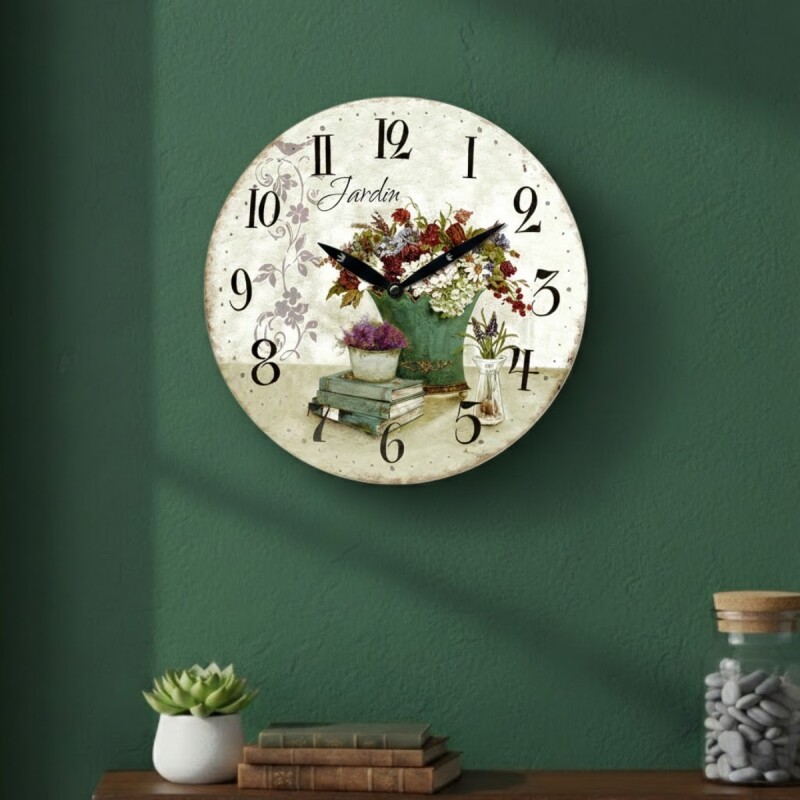 Reloj de pared mdf D28,8x3,5 cm JARDIN