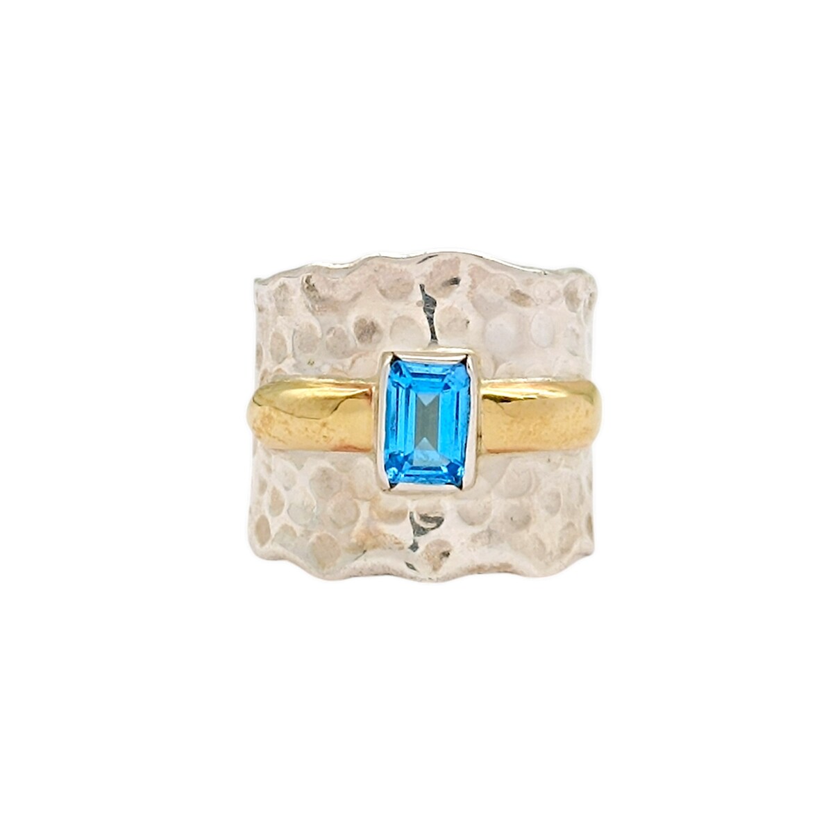 Anillo tubo Topacio-Plata y oro-Piedra Topacio-AN5922 - conpiedra 
