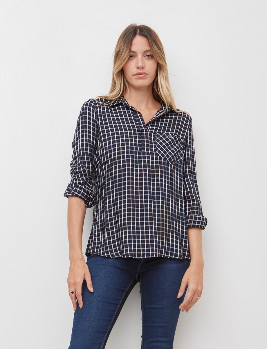 Blusa Cuadros - Azul/blanco 
