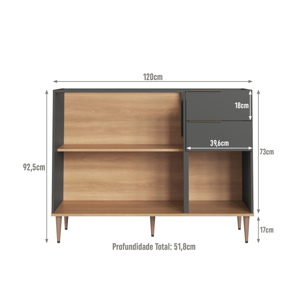 Módulo bajo ALICE 1,20 m, 2 puertas / 2 cajones GRAFITO Módulo Bajo Alice 1,20 M, 2 Puertas / 2 Cajones Grafito