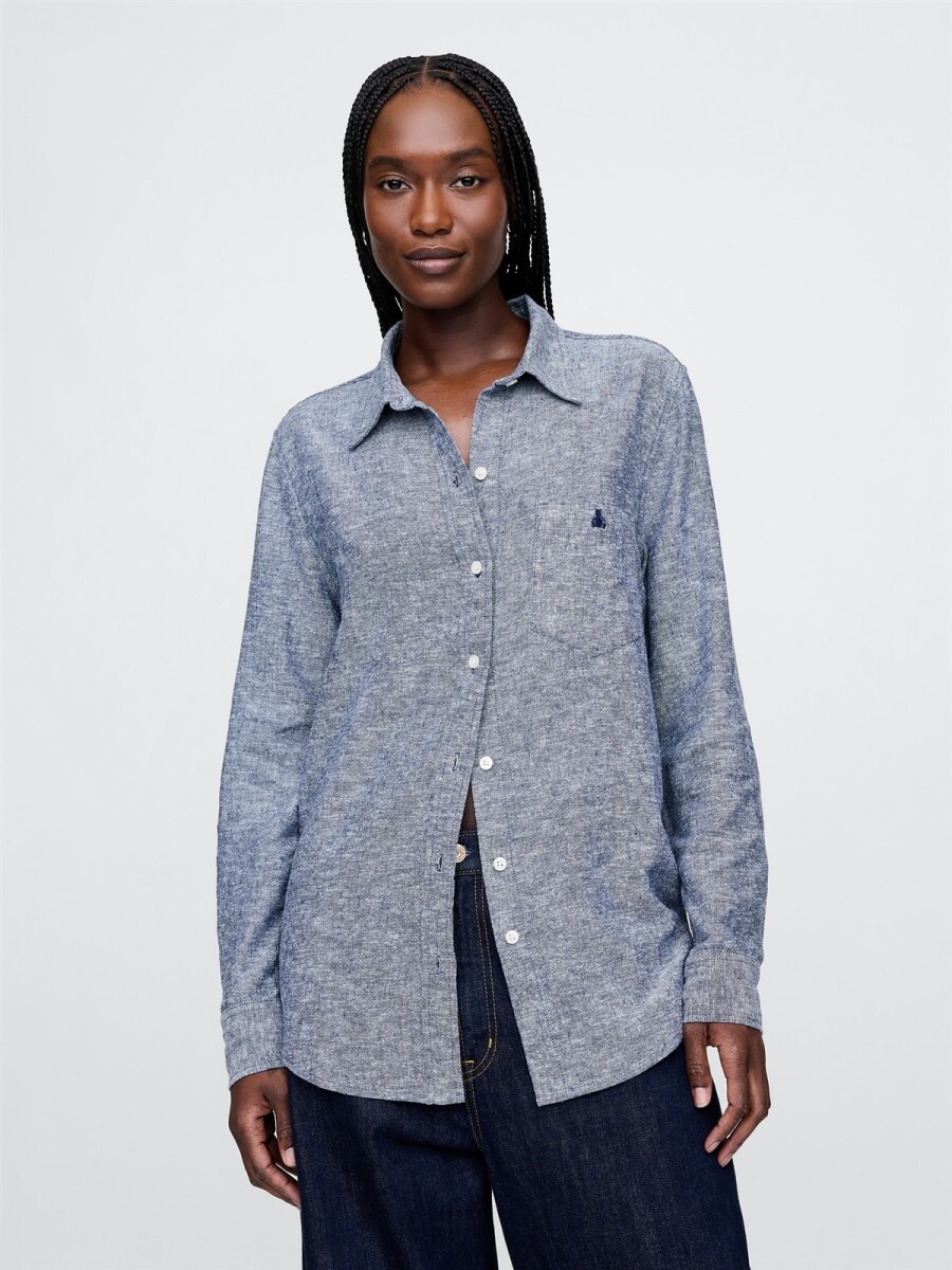 Camisa De Lino Brannan Mujer - Blue Chambray 