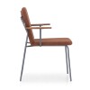 Silla c/Brazo patas metal grafito C/ circulo madera espalda tela terracota Silla c/Brazo patas metal grafito C/ circulo madera espalda tela terracota