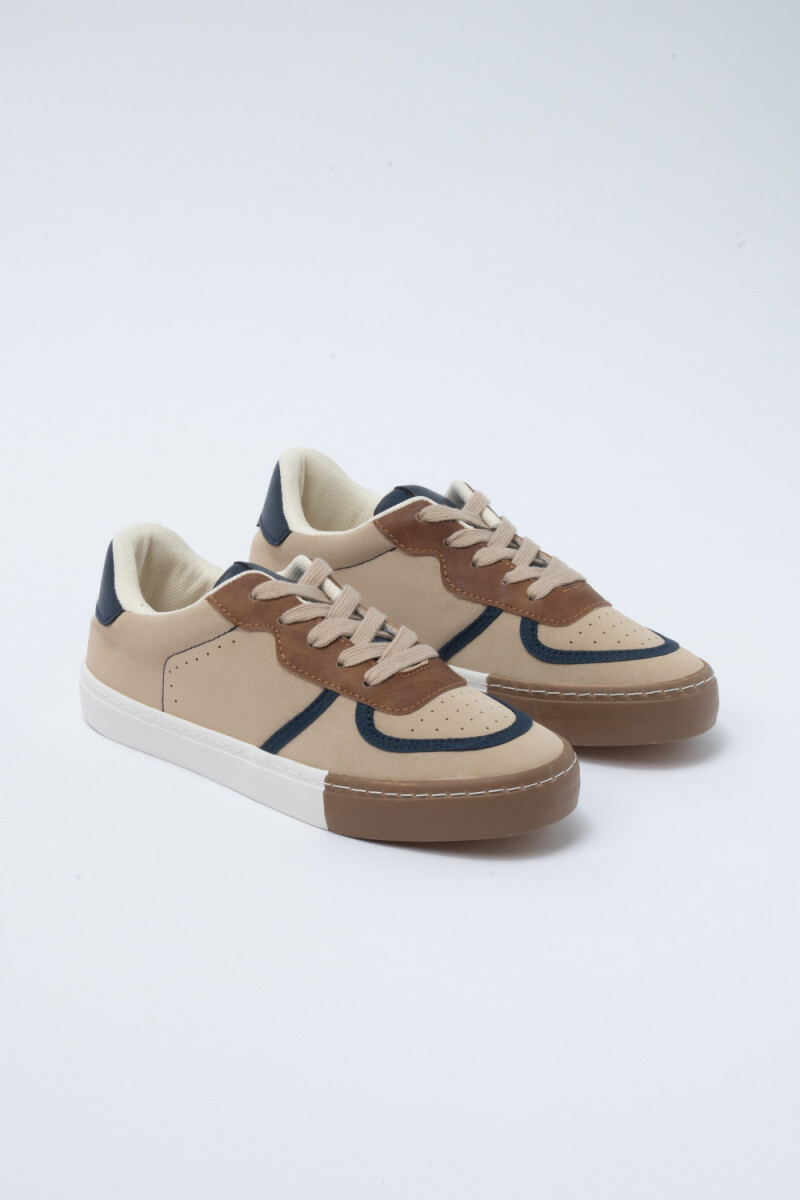 Zapatilla cordones colores - Beige 