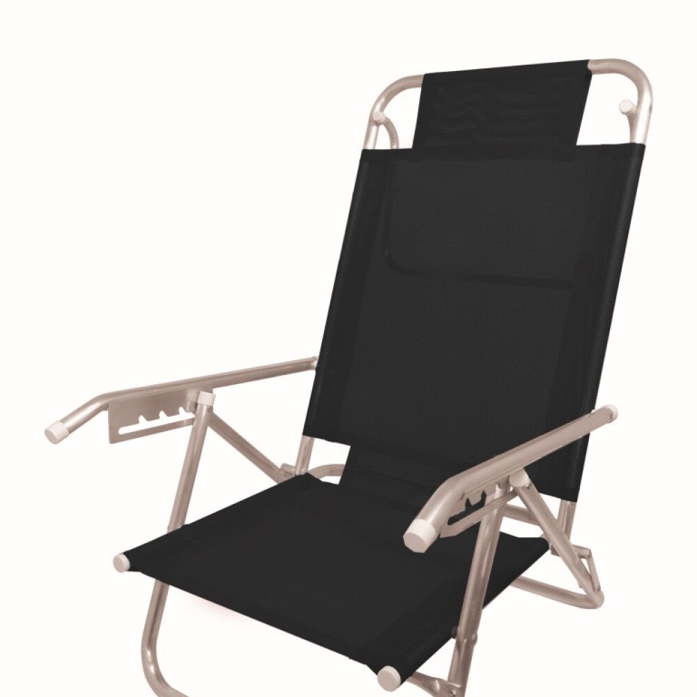 Reposera Baja en aluminio c/posiciones Baño de Sol Clasic NEGRA