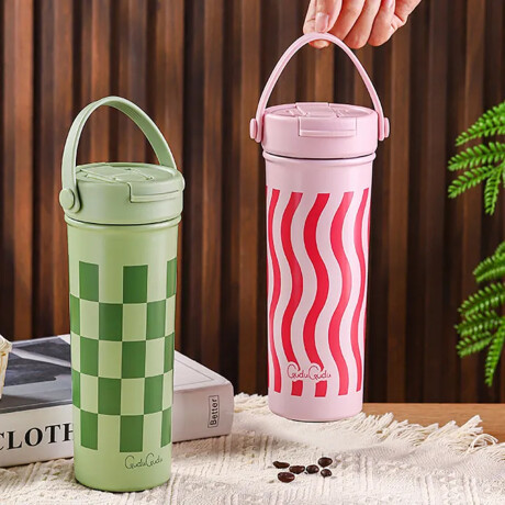 Vaso térmico de acero con infusor y asa - 610ml Rosado