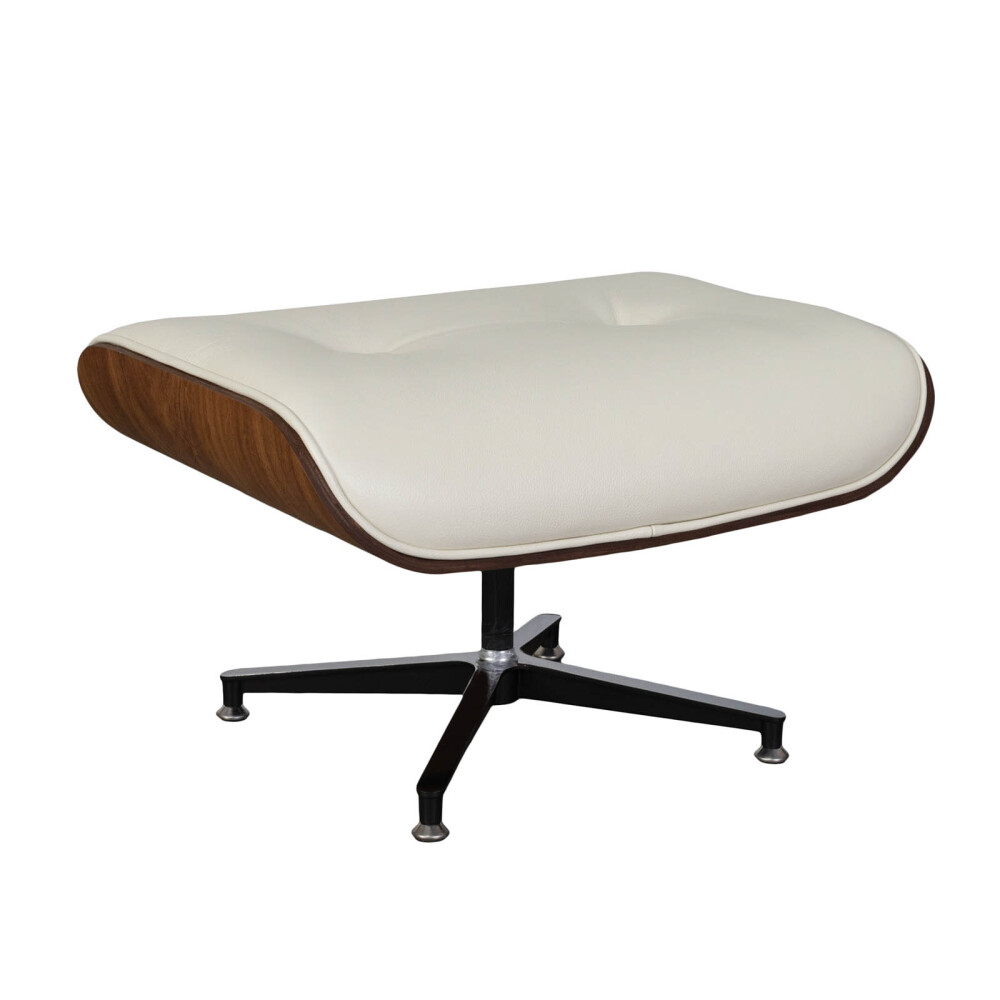 BUTACA C/PUFF 1 CUERPO CUERO-100-NATURAL BLANCO EAMES