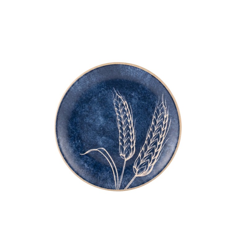 PLATO AZUL DIS HOJAS P/POSTRE SPICES 21CM Unica