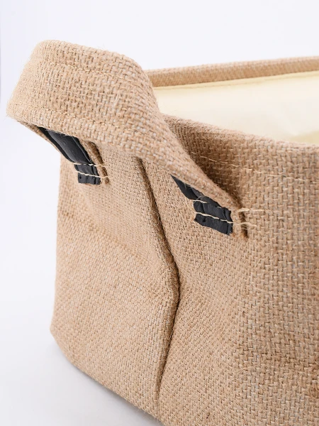 CANASTA RECTANGULAR DE YUTE BEIGE