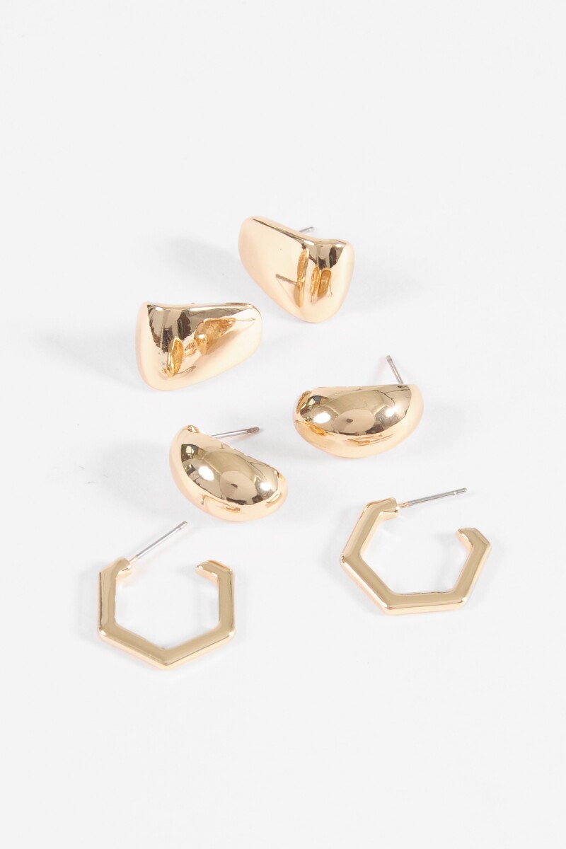 Set de caravanas pequeñas con forma dorado