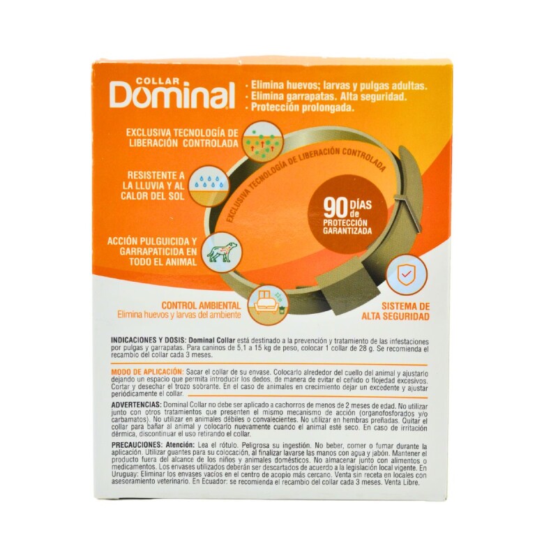 DOMINAL COLLAR ANTIPULGAS Y GARRAPATAS PERROS MEDIANOS 48 CM DE LARGO