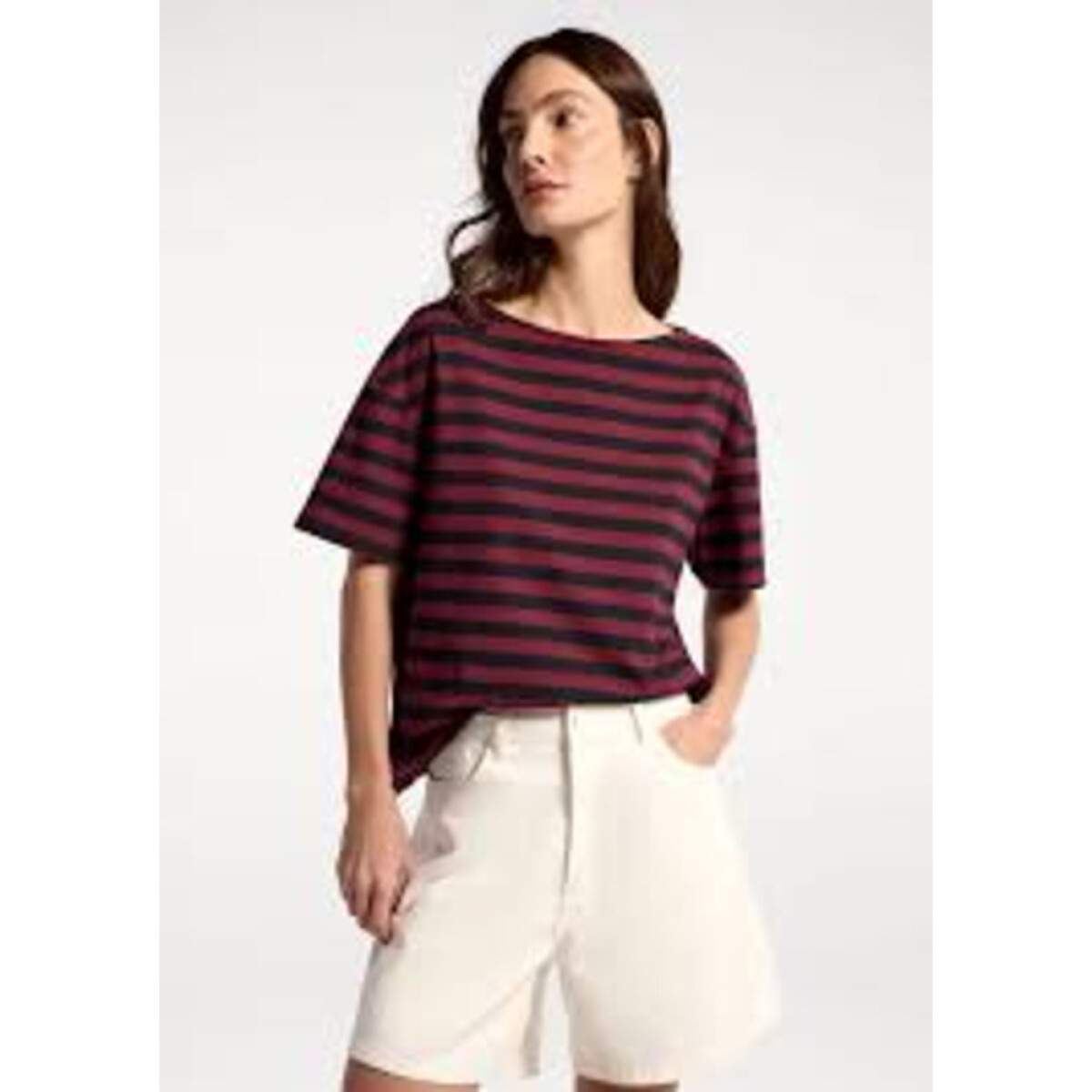 BLUSA FEM - VINHO E AZUL MARINHO 