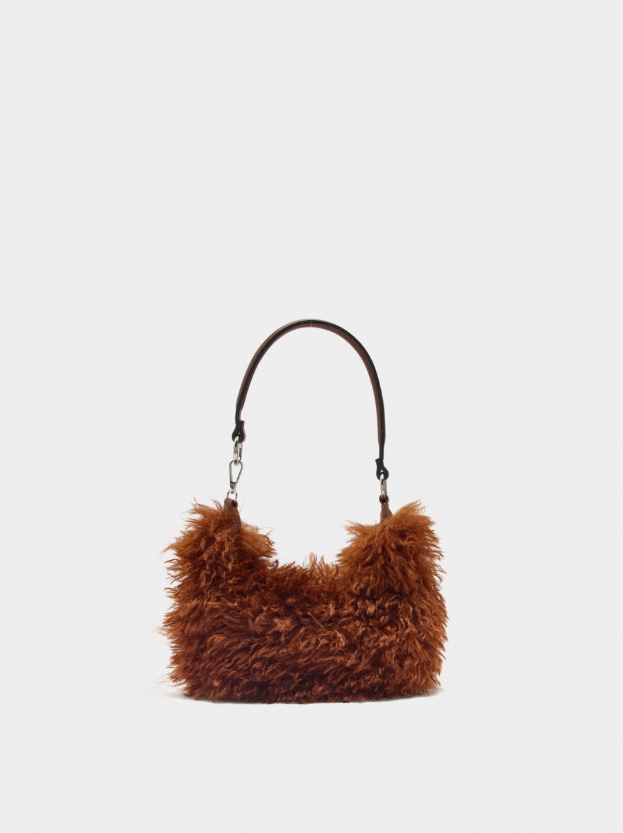 Bolso De Hombro Efecto Pelo - naranja 