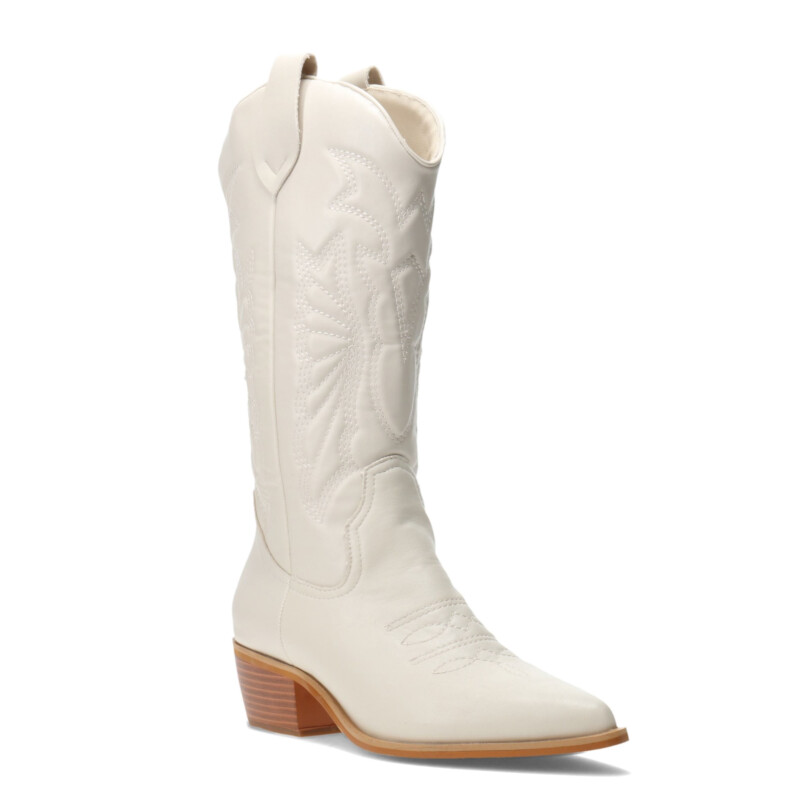 Bota de Mujer Miss Carol EDNA tejana con diseño en la caña Beige