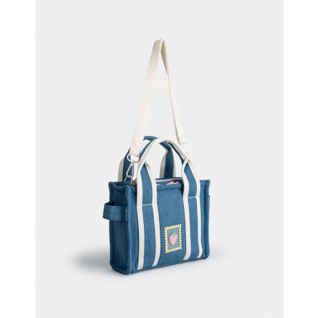Cartera City Infantil Denim Frutas Azul Celeste