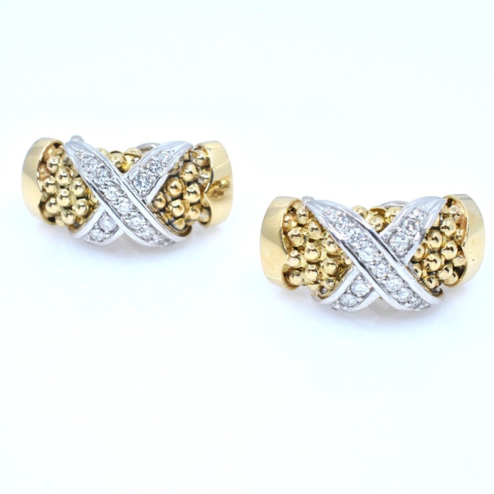 Caravanas clips combinadas en oro 18k con brillantes Caravanas clips combinadas en oro 18k con brillantes