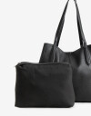 Shopper Shopper Con Doble Asa Corta De Hombro - Negro