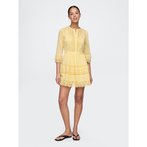 3/4 SLV TEXTURED MINI DRESS PALE BANANA 12-0824TCX