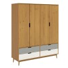 Ropero 4 Puertas 4 Cajones - Línea Nórdica Roble/Gris claro/Blanco