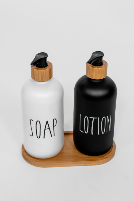 Organizador Set Jabón Y Loción, Con Bandeja De Bambú Estampado 1