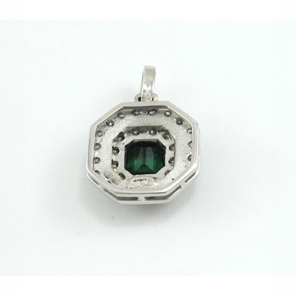 Dije Oro Blanco 18 K Con Brillantes Y Esmeralda Dije Oro Blanco 18 K Con Brillantes Y Esmeralda