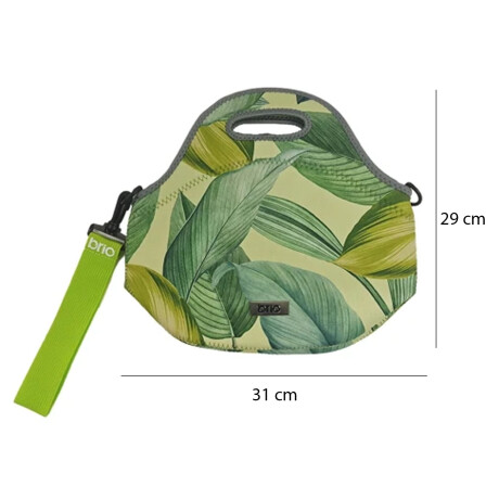 Lunchera Bolso Térmico en Neopreno c/Cierre Asa Brio Classic Hojas Verdes