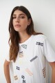 Remera con bordado multicolor blanco