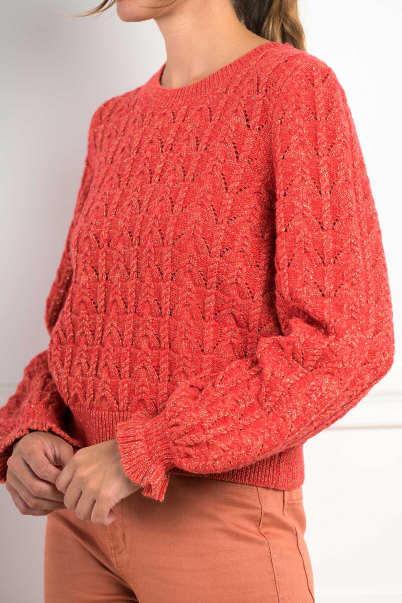 Sweater Lana Texturado Lurex Ladrillo