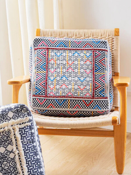 PUFF CUADRADO TEXTIL ETNICO CORAL CORAL
