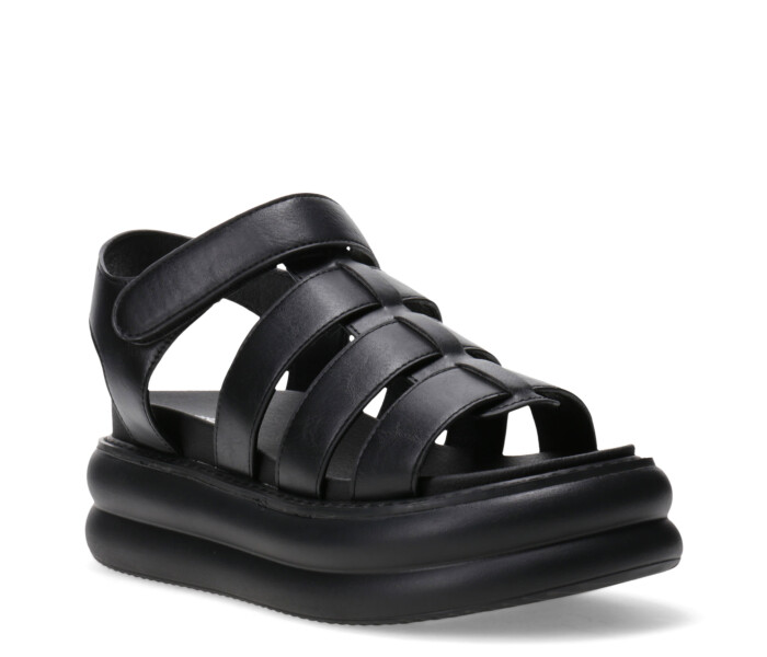 Sandalia de Mujer Miss Carol PEARL con plataforma y materiales combinados Negro