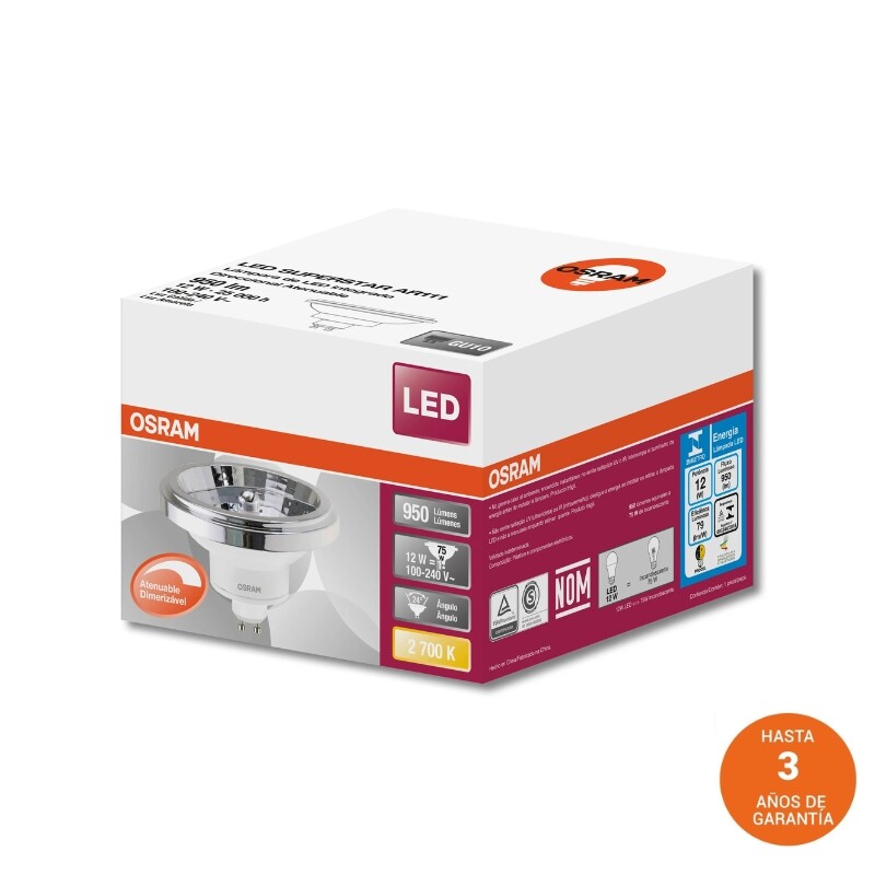 LAMPARA LED OSRAM AR111 DIMERIZABLE GU10 11W 3000K Lámpara LED OSRAM AR111 GU10 Dimerizable 11W 3000K