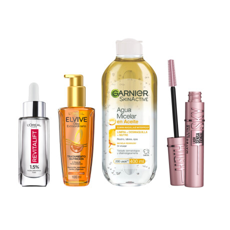 Pack L'Oreal Paris - Elvive Óleo Extraordinario 100ml + Serum Revitalift 30ml + Máscara Sky High + Agua Micelar 400ml Pack L'Oreal Paris - Elvive Óleo Extraordinario 100ml + Serum Revitalift 30ml + Máscara Sky High + Agua Micelar 400ml