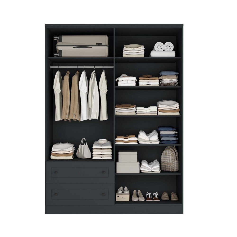 Ropero Americano PLUS 4 puertas 2 cajones - 100%MDF Gris