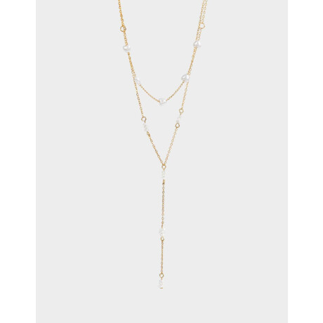 Collar Largo Con Perlas Dorado