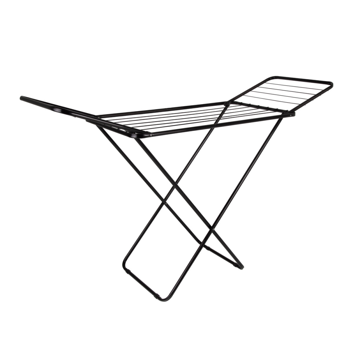 TENDEDERO DE PISO CON EXTENSIONES ACERO NEGRO 1,44M X 49CM X 89CM - SOPORTA 20 KG 