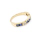 Anillo en oro 18k con zafiros azules carré y 2 brillantes Anillo en oro 18k con zafiros azules carré y 2 brillantes