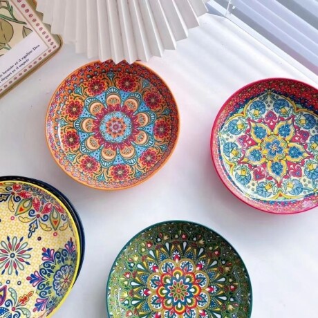 Plato Mosaico Varios Diseños Naranja