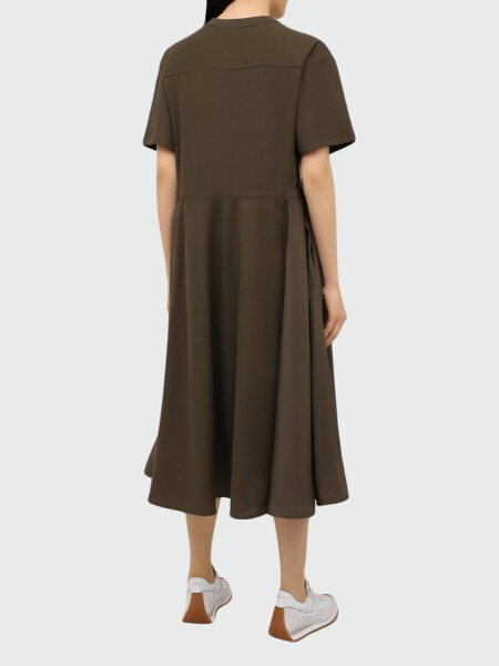Moncler -Vestido acampanado de algodón Verde
