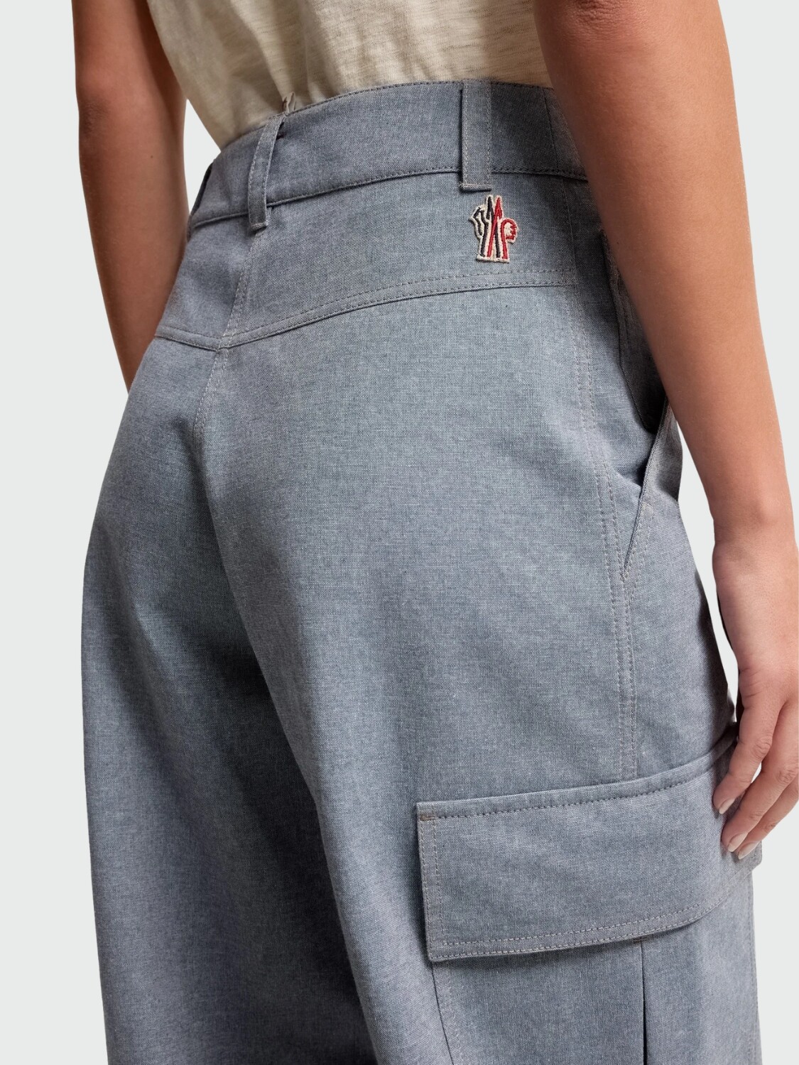 MONCLER - Pantalones de Cambray Azul Medio
