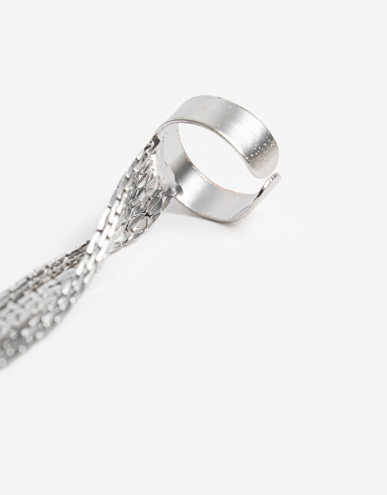 Bijou Cuff Metal Earcuff Cadenas - Plateado Rodio